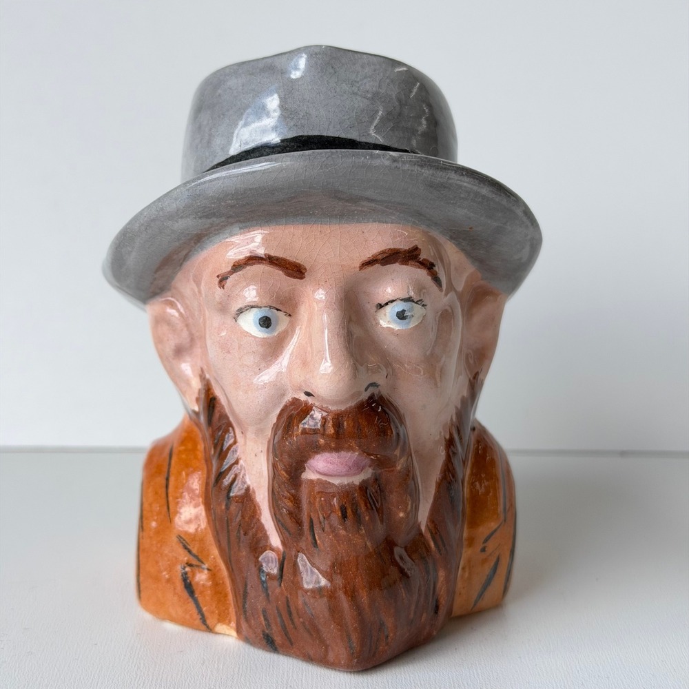 Vintage Character Toby Jug 1950 Woodie Folk Art Porcelain Cup